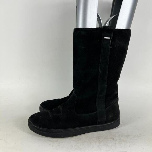 Geox Respira Women's 7 Triple Black Suede Pull-On Round Toe Riding Boots - Picture 5 of 13